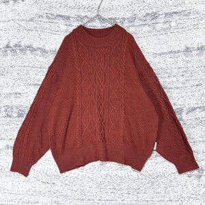 Loge Cable Knit Mock Neck Sweater Size L
